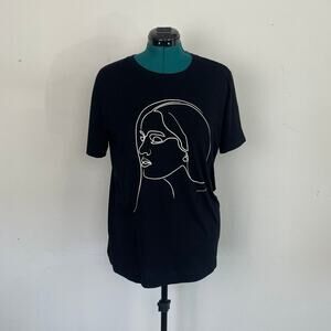 Canvas Graphic Print T-Shirt, Size L